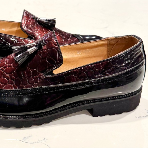 Cabuncci Men’s Vintage Brown Black Oxford Slip On Loafers Tassels Size 12 NWOT - Picture 11 of 12
